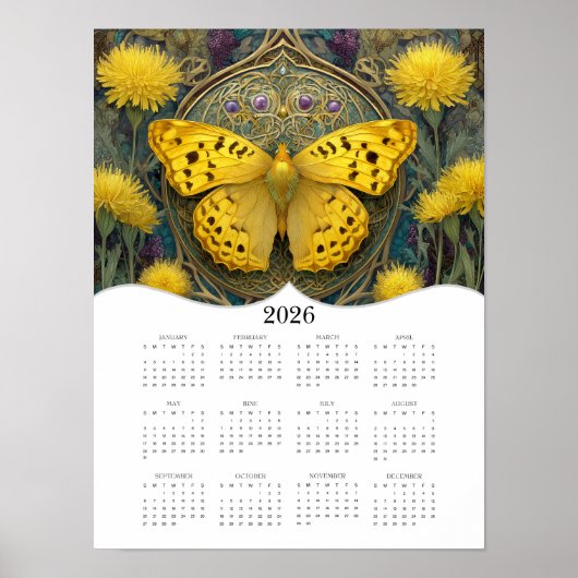 2026 Butterfly Fantasy Art Full Year Calendar Poster (Vorne)