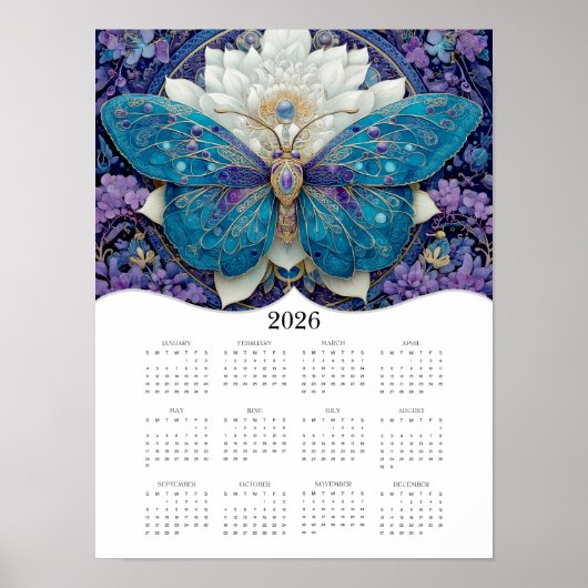 2026 Butterfly Fantasy Art Full Year Calendar Poster (Vorne)