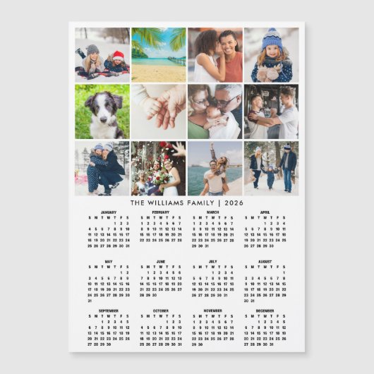 2026 Calendar 12 Photo Collage Magnet (Vorderseite)