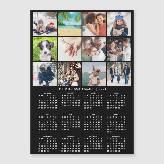 2026 Calendar 12 Photo Collage Magnet (Vorderseite)