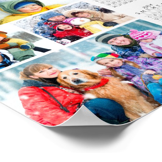 2026 Calendar 4 Photo Simple Poster (Ecke)