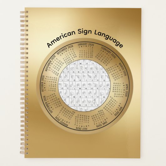 2026 Calendar ASL American Sign Language Planner Planer (Vorderseite)