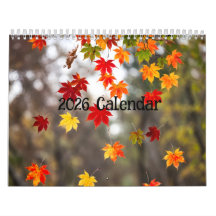 2026 Calendar (Autumn Leaves- Created by Grok)