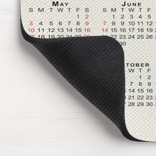 2026 Calendar Beige Faux Canvas Texture Mousepad (Ecke)