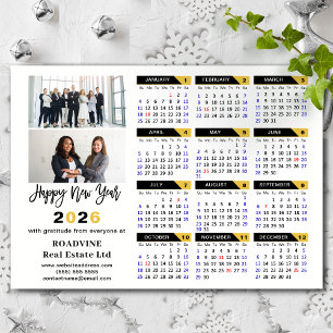 2026 Calendar Black Gold Business 2 Foto Magnetic Magnetkarte