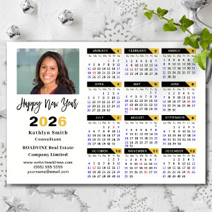 2026 Calendar Black Gold Business Foto Magnetic Magnetkarte