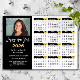 2026 Calendar Black Gold Business Foto Magnetic Magnetkarte