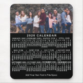 2026 Calendar Black Personalized Photo Name Bold Mousepad (Vorne)