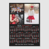2026 Calendar Black Red Personalized Photo Magnet (Vorderseite)