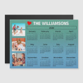 2026 Calendar Blue Green Photo Collage Magnet (Vorne/Hinten)