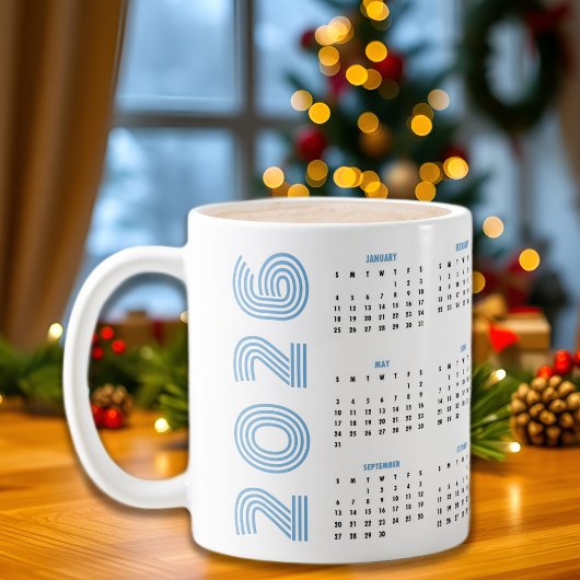 2026 calendar blue photo collage three photos kaffeetasse
