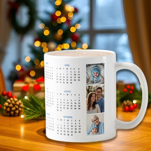 2026 calendar blue photo collage three photos kaffeetasse