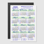 2026 Calendar Blue Script einfach Business Magneti Magnetkarte (Vorne/Hinten)
