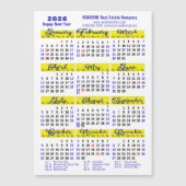 2026 Calendar Blue Script einfach Business Magneti Magnetkarte (Vorderseite)