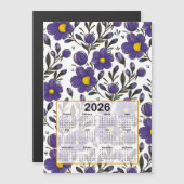 2026 Calendar Blue Violet Blume mit Blätter Magnetkarte (Vorne/Hinten)