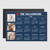 2026 Calendar Blue White Photo Collage Magnet (Vorne/Hinten)