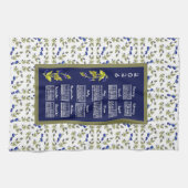 2026 Calendar Blueberries On Stem Vine Leaves Navy Geschirrtuch (Horizontal)