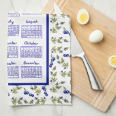 2026 Calendar Blueberries Stem Leaves White Geschirrtuch (Viertel Falte)