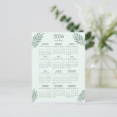 2026 Calendar Boho Blumenästhetische Minze Grün Postkarte (Stehend Vorderseite)