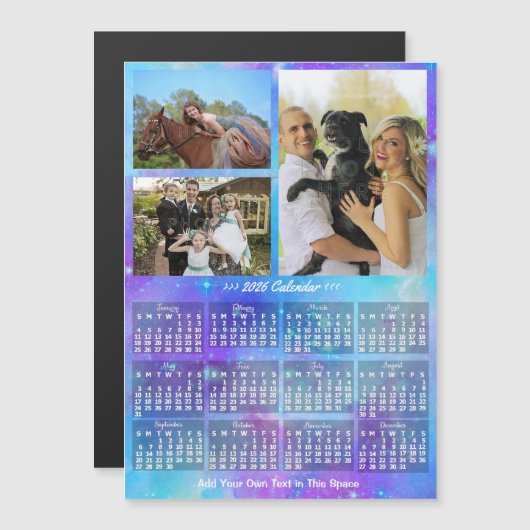 2026 Calendar Boho Watercolor Custom Photo Magnet (Vorne/Hinten)