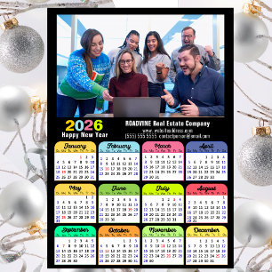 2026 Calendar Business Foto Modernes Schwarzes Mag Magnetkarte