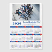 2026 Calendar Business Foto Simple Blue Red Magnetkarte (Vorderseite)