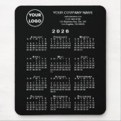 2026 Calendar Business Logo and Text Black Mousepad (Vorne)
