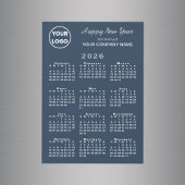 2026 Calendar Business Logo Navy Holiday Magnet