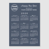 2026 Calendar Business Logo Navy Holiday Magnet (Vorderseite)