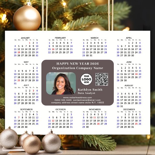 2026 Calendar Business-Logo QR Moderne Magnetic Magnetkarte