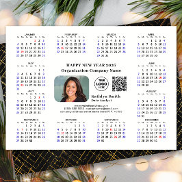 2026 Calendar Business-Logo QR Modernes Schwarzes  Feiertagskarte