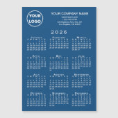 2026 Calendar Business Logo Text Blue Magnet Card (Vorderseite)