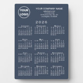 2026 Calendar Business-Logo Text Navy Blue Desktop Fotoplatte (Vorderseite)