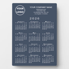 2026 Calendar Business-Logo Text Navy Blue Desktop Fotoplatte