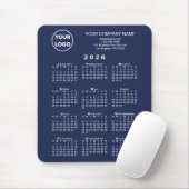 2026 Calendar Business-Logo und Text Navy Blue Mousepad (Mit Mouse)