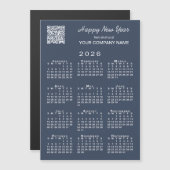 2026 Calendar Business QR Code Navy Holiday Magnet (Vorne/Hinten)