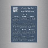 2026 Calendar Business QR Code Navy Holiday Magnet