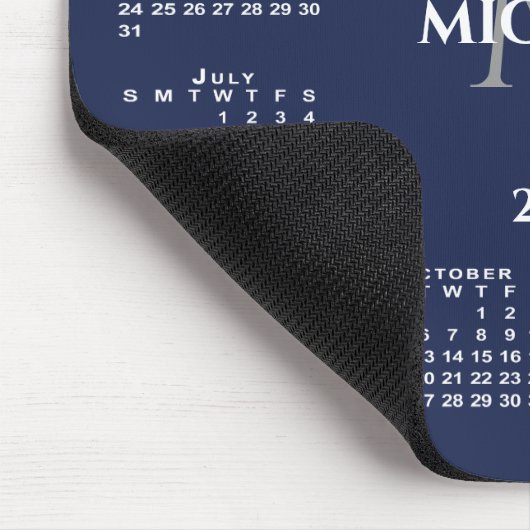 2026 Calendar Chic Monogram Name on Navy Blue Mousepad (Ecke)