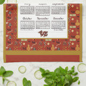 2026 Calendar Chinese Theme Red Repeat Fabric Font Geschirrtuch (Gefaltet)