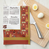2026 Calendar Chinese Theme Red Repeat Fabric Font Geschirrtuch (Viertel Falte)