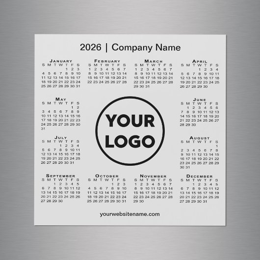 2026 Calendar Company Logo auf Light Gray Magnet