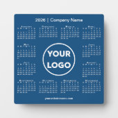 2026 Calendar Company Logo Blue Business Fotoplatte (Vorderseite)