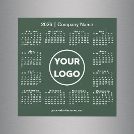 2026 Calendar Company Logo on Forest Green Magnet