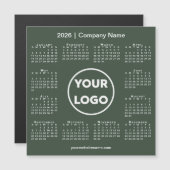2026 Calendar Company Logo on Forest Green Magnet (Vorne/Hinten)