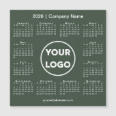2026 Calendar Company Logo on Forest Green Magnet (Vorderseite)