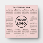 2026 Calendar Company Logo Pink Business Fotoplatte (Vorderseite)