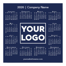 2026 Calendar Company Logo und Name Navy Blue