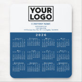 2026 Calendar Company Logo und Text blau weiß Mousepad (Vorne)