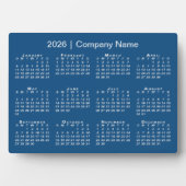2026 Calendar Company Name Blue Desktop Fotoplatte (Vorderseite)