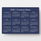 2026 Calendar Company Name Navy Blue Desktop Fotoplatte (Vorderseite)